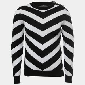 Balmain X H&M Black and White Monochrome Knit Limited Edition Sweater - M